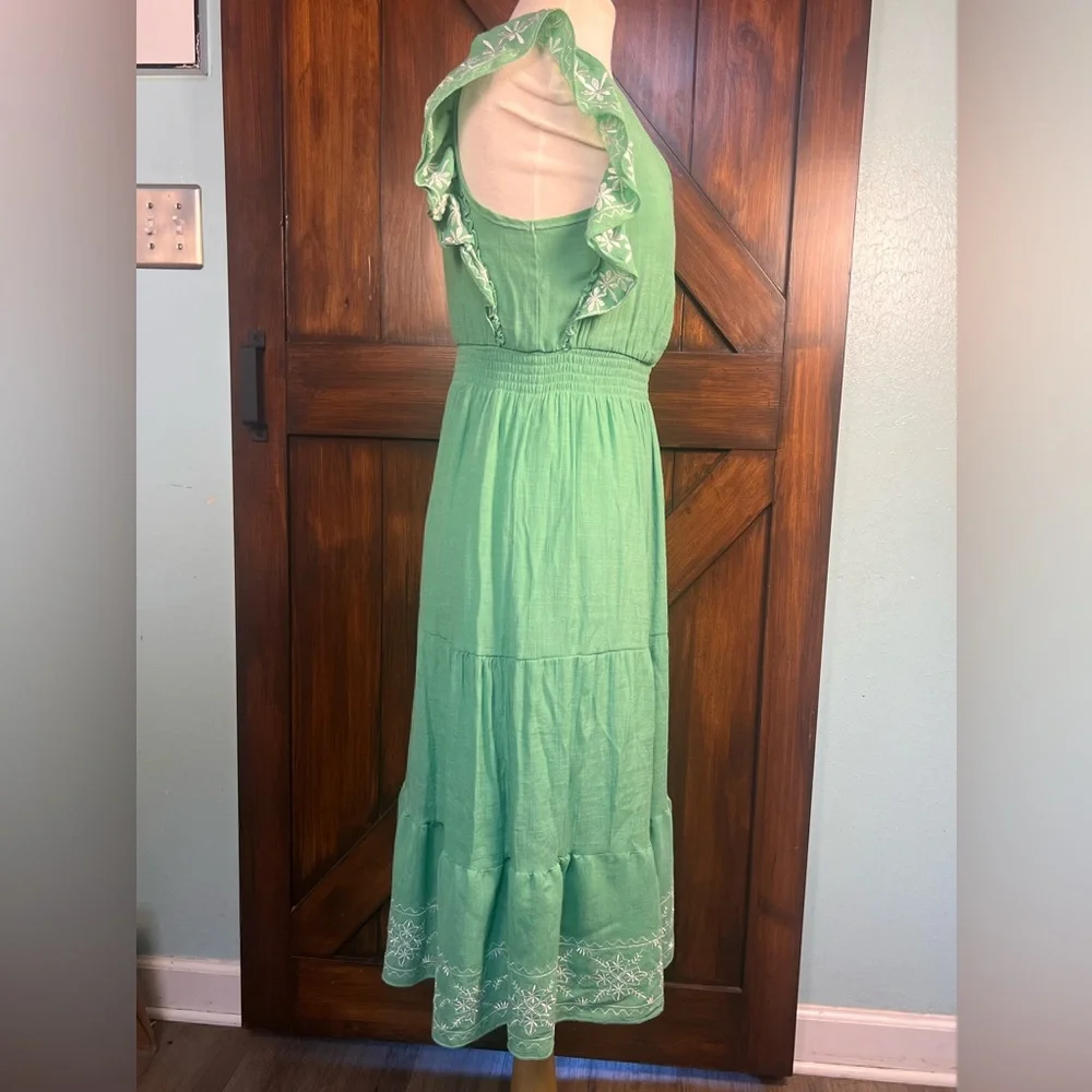 Kings Road‎ Green Ruffled Bohemian Cottagecore Women's M Dress - Picture 6 of 9